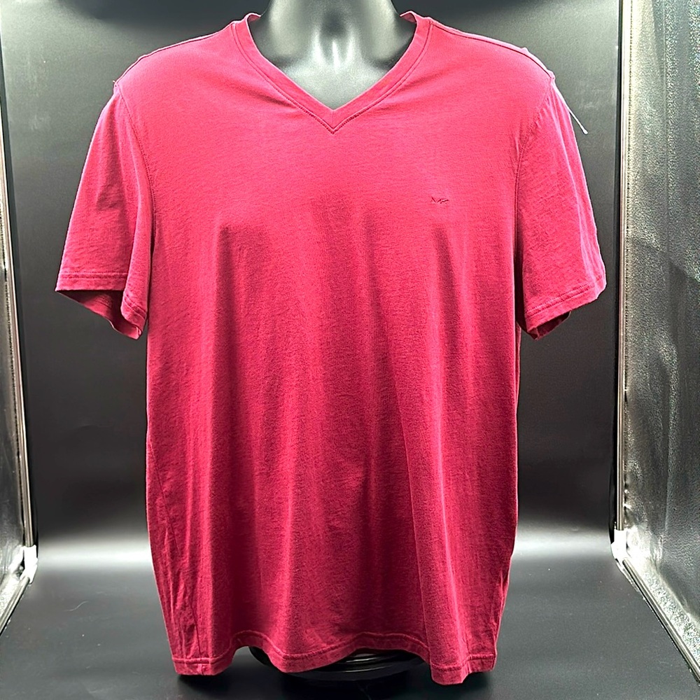 Michael Kors soft cotton v-neck tee. Size L. Men. Burgundy. Worn once, like new!